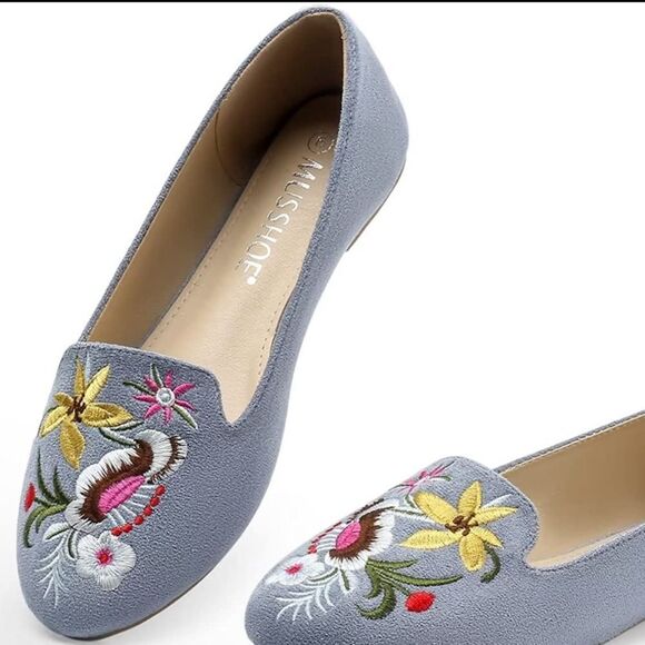 MUSSHOE Flats Shoes Comfortable Round Toe Memory Foam Women's Sz 6 Dusty Blue - Picture 16 of 16